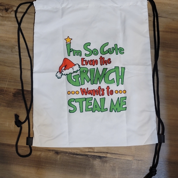 Grinch Drawstring Cinch Bag Backpack, Christmas, Holiday 💚 C4 - Picture 4 of 6